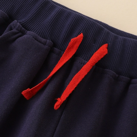 Jungen Baumwolle Jogginghose Mit Dinosaurier Stickerei Elastischer Bund Marineblau Kinder Lässig Sport Lange Hosen