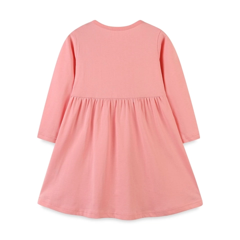 Robe en Tricot de Coton à Manches Longues Brodée de Renne de Noël pour Filles Rose Princesse A-Line Robe de Fête