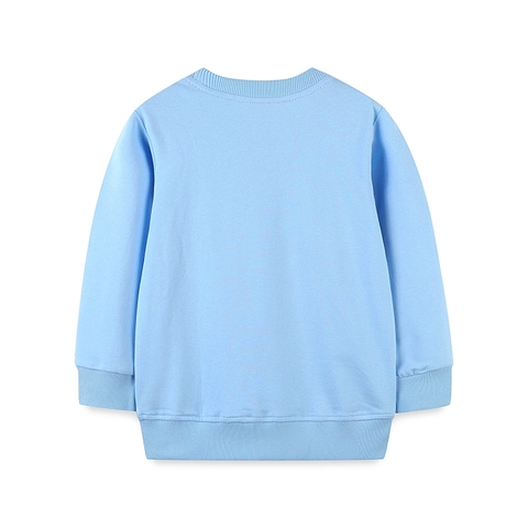 Sweat-shirt Décontracté Fille Bleu Clair Broderie Animaux Lapin Écureuil 100% Coton Manches Longues Pull-over Automne Top