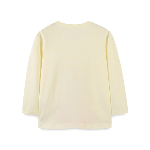 T-shirt a Maniche Lunghe da Bambina con Stampa Coniglio Cartone Animato di Natale 100% Cotone Crema Girocollo Top per Autunno Inverno