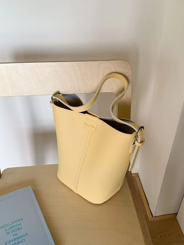 Bolso de Cubo de Cuero PU de Moda para Mujer Patrón de Litchi Pequeño Bolso de Hombro Cruzado para Estilo Versátil Diario Casual