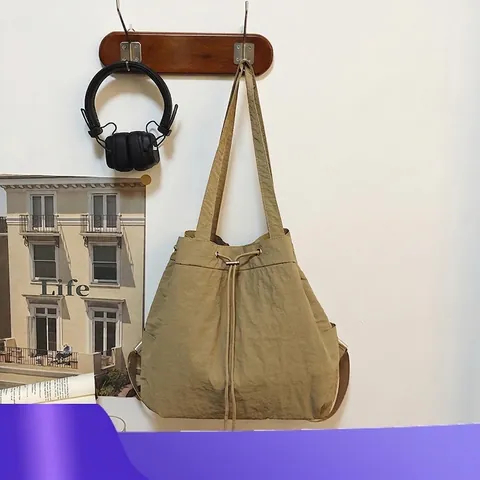 Sac à Dos à Cordon de Grande Capacité en Cuir PU Sac de Voyage Mode Style Décontracté Sac d'École pour Femmes