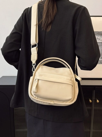 Women Casual Nylon Square Crossbody Bag Lightweight Versatile Shoulder Handbag With Adjustable Wide Strap Solid Color