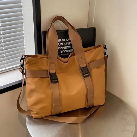 Grand Sac Fourre-Tout en Toile pour Femmes Sac à Épaule Durable Sac Bandoulière Fonctionnel Voyage Minimaliste Urbain Sac de Shopping Extérieur