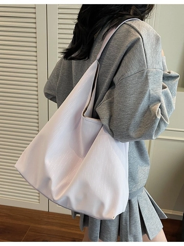 Sac Cabas Hobo en Cuir PU Grande Capacité pour Femme Sac à Épaule Texture Verticale pour Travail Voyage Quotidien Main