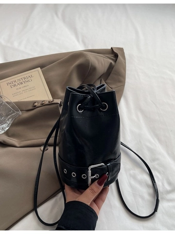 Bolso Tipo Cubo de Cuero PU de Moda Con Cordón Para Mujer Bolso Cruzado Minimalista Con Decoración de Hebilla de Cinturón