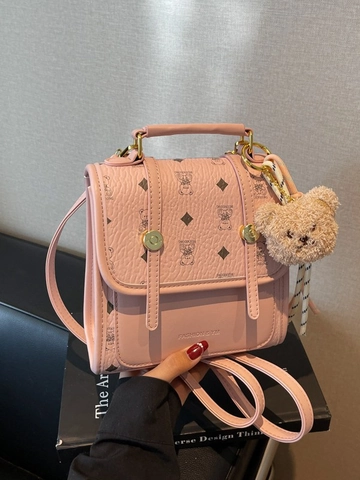 Mochila Mini de Cuero PU Vintage para Mujer con Estampado de Oso Pequeña Bolsa Escolar Retro con Colgante de Oso Bolso de Hombro para Niñas