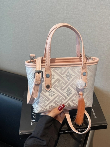 Mini Sac Seau de Style Chinois Vintage pour Femmes Sac Bandoulière Jacquard Brodé Avec Gland Petit Sac à Main Cabas