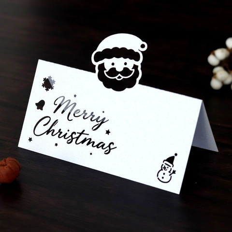 Christmas Santa Claus Laser Cut Place Cards Hollow Snowman Snowflake Wedding Party Table Seat Name Cards