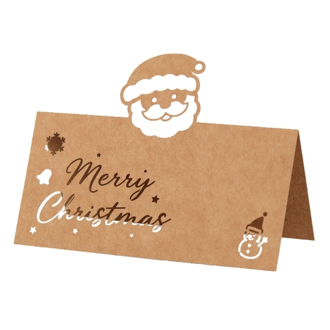 Christmas Santa Claus Laser Cut Place Cards Hollow Snowman Snowflake Wedding Party Table Seat Name Cards
