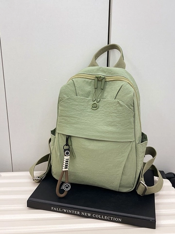Women Minimalist Nylon Casual Backpack 2026 New Schoolbag Lightweight Commuter Travel Bag With Smiley Face Charm