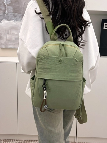 Women Minimalist Nylon Casual Backpack 2026 New Schoolbag Lightweight Commuter Travel Bag With Smiley Face Charm