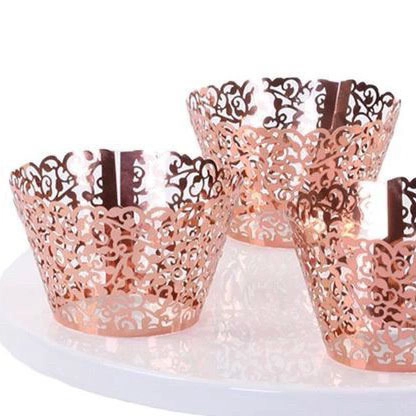 Caissettes à Cupcake Miroir Élégantes Découpe Laser Motif Fleur de Vigne Décoration de Gâteau Évidée pour Mariage Anniversaire Fête Table