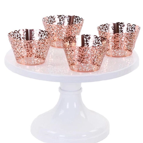 Caissettes à Cupcake Miroir Élégantes Découpe Laser Motif Fleur de Vigne Décoration de Gâteau Évidée pour Mariage Anniversaire Fête Table