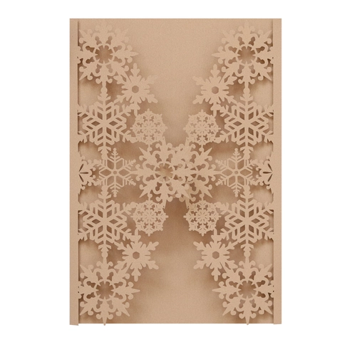 Couverture d'Invitation Flocon de Neige Découpée au Laser Papier Perlé Noël Mariage Fête Carte de Vœux Papeterie