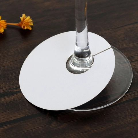 Circular Wine Glass Markers Place Cards For Wedding Banquet Pearlescent Paper Kraft Cardboard Wine Glass Stem Charms Party Decorations