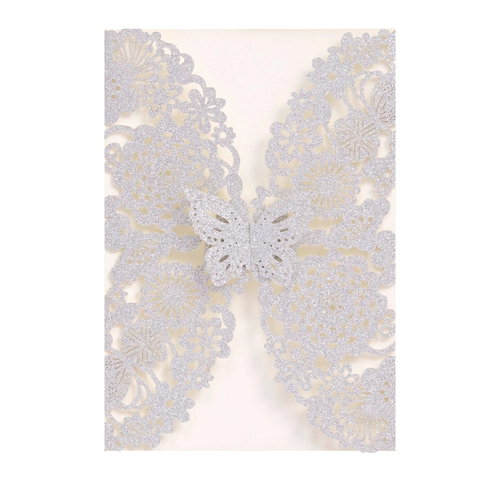 Laser Cut Butterfly Flower Invitation Cover Glitter Paper Greeting Card For Wedding Party Banquet Valentine Day Invitation Shell