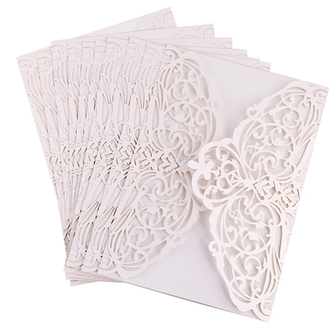 Elegant European Laser Cut Invitation Card Shell Pearl Paper Hollow Out Greeting Card Cover For Wedding Banquet Party