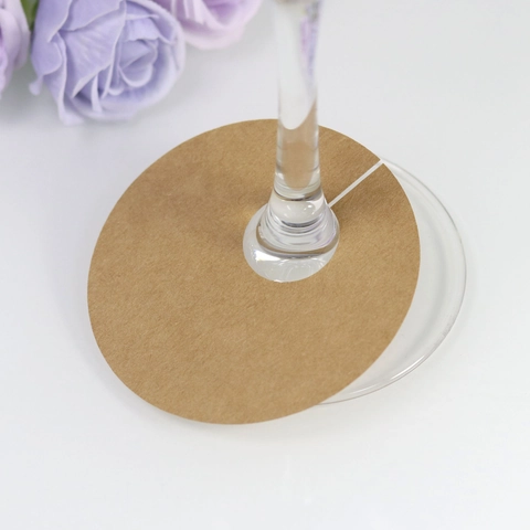 Circular Wine Glass Markers Place Cards For Wedding Banquet Pearlescent Paper Kraft Cardboard Wine Glass Stem Charms Party Decorations