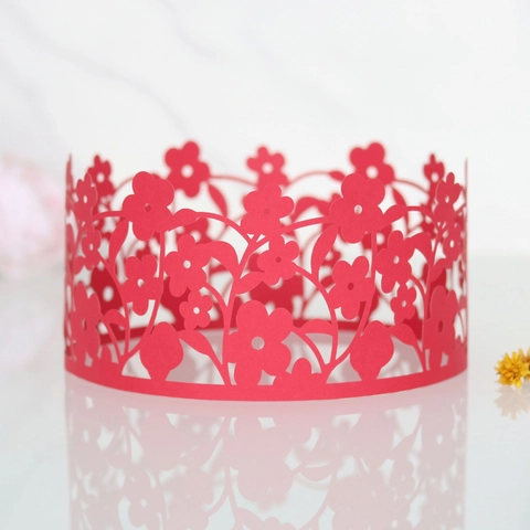 Floral Laser Cut Paper Cake Wrapper Hollow Out Birthday Party Wedding Banquet Cake Decoration Border Elegant Cake Rim