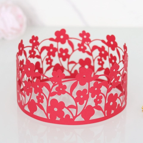 Floral Laser Cut Paper Cake Wrapper Hollow Out Birthday Party Wedding Banquet Cake Decoration Border Elegant Cake Rim