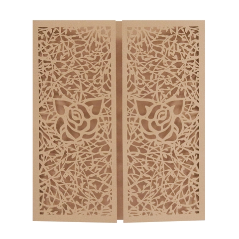 Coperture per Inviti di Matrimonio Tagliate al Laser in Stile Vintage Europeo Carta Perla Luccicante Svuotata con Rosa e Foglia