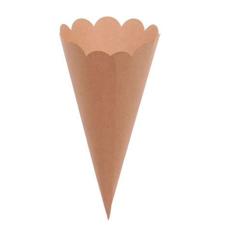 Wedding Party Scalloped Edge Kraft Paper Confetti Cones DIY Petal Holder For Ceremony Decorations Confetti Paper Cones