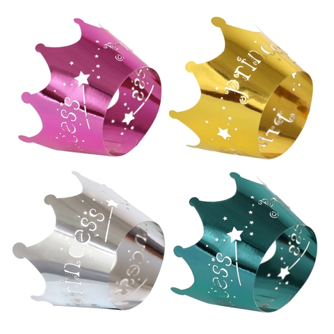 Mirror Gold Princess Crown Cupcake Wrappers Laser Cut Hollow Out Paper Birthday Party Cake Decoration Wedding Event Favor