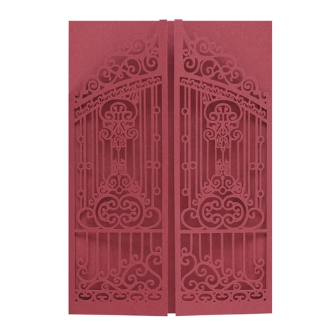 European Style Laser Cut Wedding Invitation Cards Hollow Gate Design Pearlescent Paper Greeting Cards For Marriage Party Celebration
