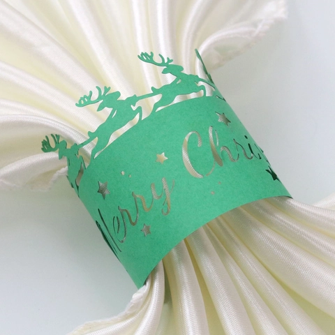 Servilleteros Navideños de Reno Cortados con Láser Papel Perla Copo de Nieve Estrella Decoración de Mesa Festiva para Boda Banquete Fiesta