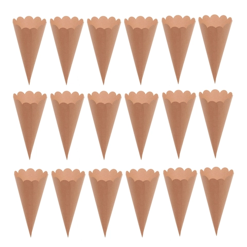 Wedding Party Scalloped Edge Kraft Paper Confetti Cones DIY Petal Holder For Ceremony Decorations Confetti Paper Cones