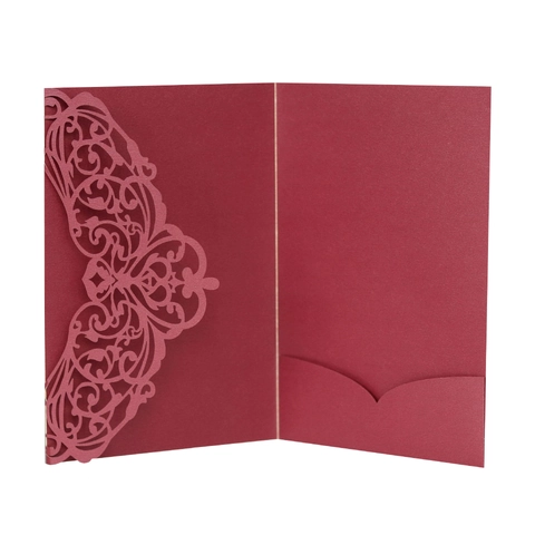 Elegante Copertura per Invito Taglio Laser Carta Perlata Motivo Floreale Intagliato per Matrimonio Fidanzamento Festa Celebrazione