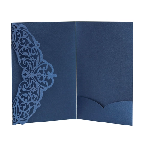 Elegante Copertura per Invito Taglio Laser Carta Perlata Motivo Floreale Intagliato per Matrimonio Fidanzamento Festa Celebrazione