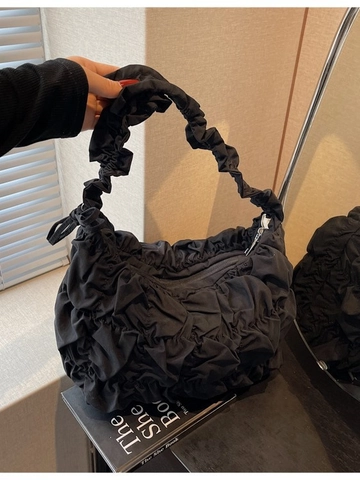 Ruched Cloud Shoulder Bag For Women Lightweight Fabric Pleated Hobo Underarm Bag Elegant Casual Tote Dumpling Bag Travel Purse