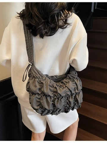 Ruched Cloud Shoulder Bag For Women Lightweight Fabric Pleated Hobo Underarm Bag Elegant Casual Tote Dumpling Bag Travel Purse