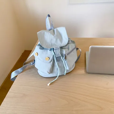 Koreanischer Stil Nischen-Design Nylon Kordelzug Rucksack Mehrere Taschen Einfarbig Casual Student Schultasche Für Damen