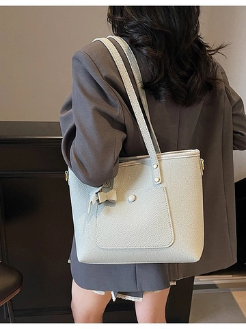 Grand Sac Cabas Femme en Cuir PU Grainé Rétro Sac à Bandoulière avec Charme Sac à Main Quotidien Élégant