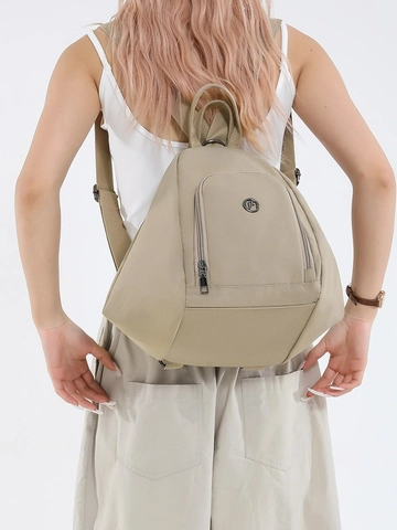 Women's Fashion Geometric Triangular Backpack Large Capacity Solid Color Cloth Casual Shoulder Sling Bag Daily Travel Rucksack