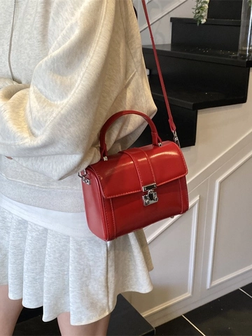 Borsa a Tracolla in Pelle PU alla Moda per Donna Borsa a Mano Piccola Quadrata Casual con Serratura in Metallo