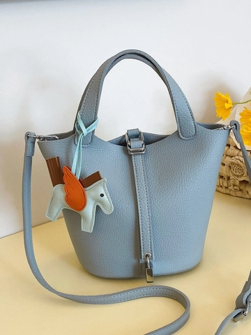 Borsa a Secchiello in Pelle PU da Donna Moda Coreana E Piccola Pochette Con Ciondolo Pegasus Motivo Litchi Borsa a Tracolla