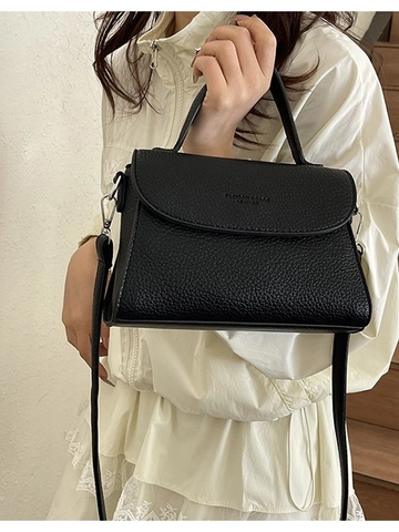 Borsa a Mano da Donna in Pelle PU con Motivo Litchi Piccola Borsa Quadrata a Tracolla Con Manico Superiore Cinturino Singolo Quotidiano