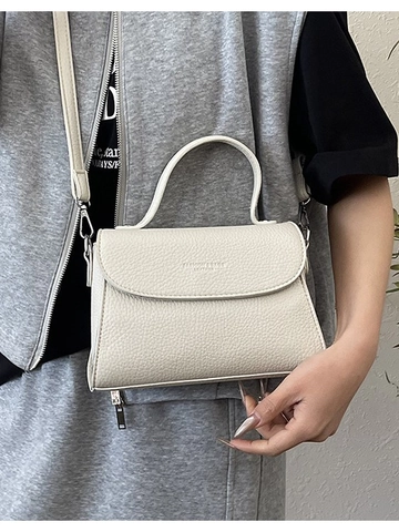 Borsa a Mano da Donna in Pelle PU con Motivo Litchi Piccola Borsa Quadrata a Tracolla Con Manico Superiore Cinturino Singolo Quotidiano
