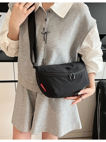 Bolso Bandolera Minimalista de Tela con Forma de Dumpling para Mujer Bolso de Hombro Casual Ligero Color Sólido Versátil para Viaje Diario
