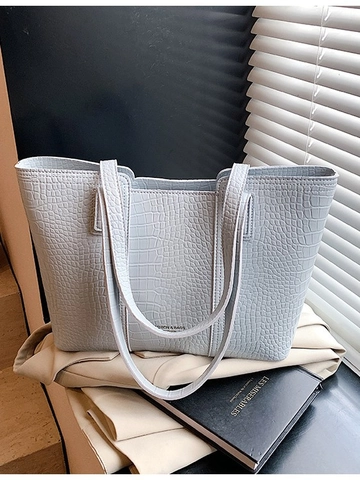 Women's Crocodile Pattern PU Leather Tote Bag Large Capacity Minimalist Shoulder Bag Versatile Fashion Handbag For Daily Travel