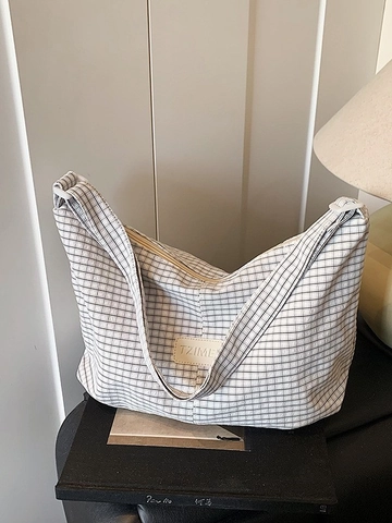 Bolso Bandolera Hobo De Cuero PU De Gran Capacidad Para Mujer Casual Estilo Coreano Plisado A Cuadros Bolso De Hombro Dumpling Para Diario