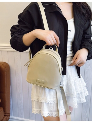 Mochila de Lona con Forma de Concha de Moda para Mujer Mini Bolsa Escolar Estilo Coreano Ligera de Gran Capacidad de Viaje Casual