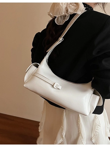 Trendy Korean Glossy PU Leather Underarm Bag For Women Vintage Style Large Capacity Shoulder Bag With Side Pockets Fashionable Boston Handbag