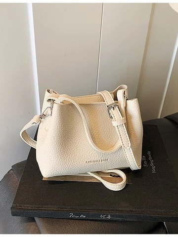 Modieuze Dames PU Leer Gekorrelde Emmer Tas Verstelbare Schouder Crossbody Tas Casual Dagelijks Effen Kleur Handtas