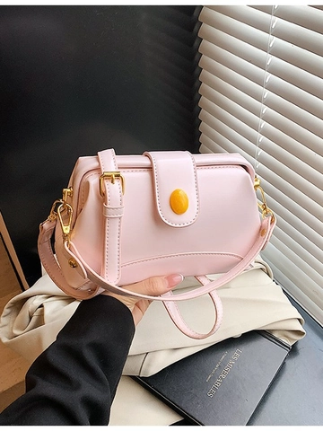 Women Retro PU Leather Doctor Bag Glossy Small Square Shoulder Crossbody Bag With Amber Lock Decoration Top Handle Fashion Handbag