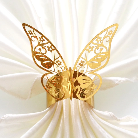 Laser Cut Glitter Paper Butterfly Napkin Rings For Wedding Party Hotel Table Decoration Gold Purple Butterfly Napkin Buckle
